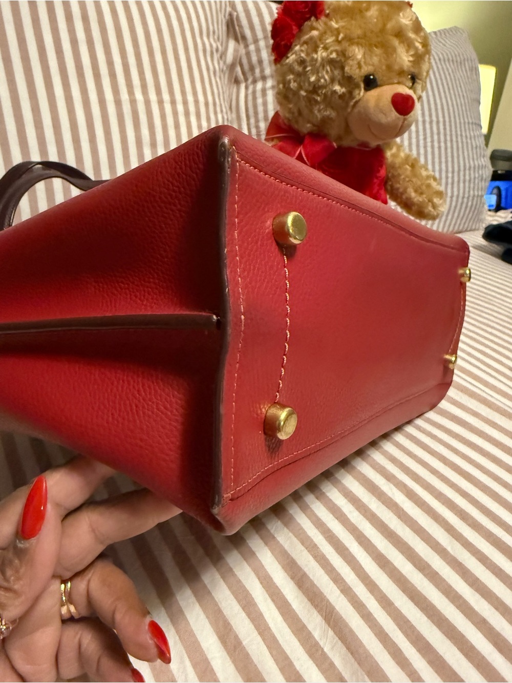 Coach Red Leather Tote - Picture 5 of 9